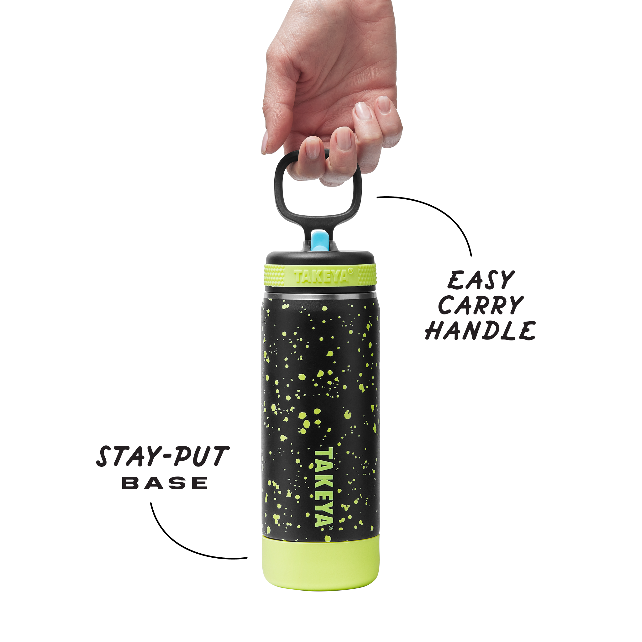 Glow In The Dark Sport Kids Water Bottle Confetti With Straw Lid - Image 12